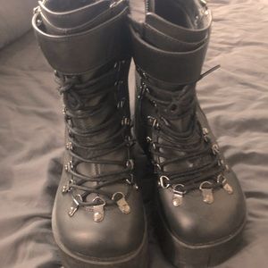 Demonia Women's KERA-21 Ankle Boot, Black Vegan Leather, 10 M US.